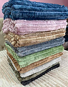 Плед «Королівський шарпей» темно-бірюзовий м’який плед у смужку 1,50 × 2,20 м