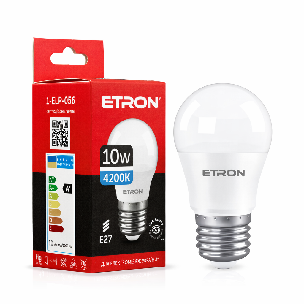 Світлодіодна LED лампа 10W E27 220V G45 4200K ETRON 1-ELP-056, фото 1