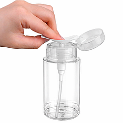 Баночка для рідини з помпою 150 мл, прозора