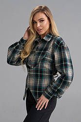 Сорочка в клітинку з імітацією корсета спереду