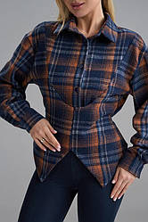 Сорочка в клітинку з імітацією корсета спереду