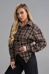 Сорочка в клітинку з імітацією корсета спереду