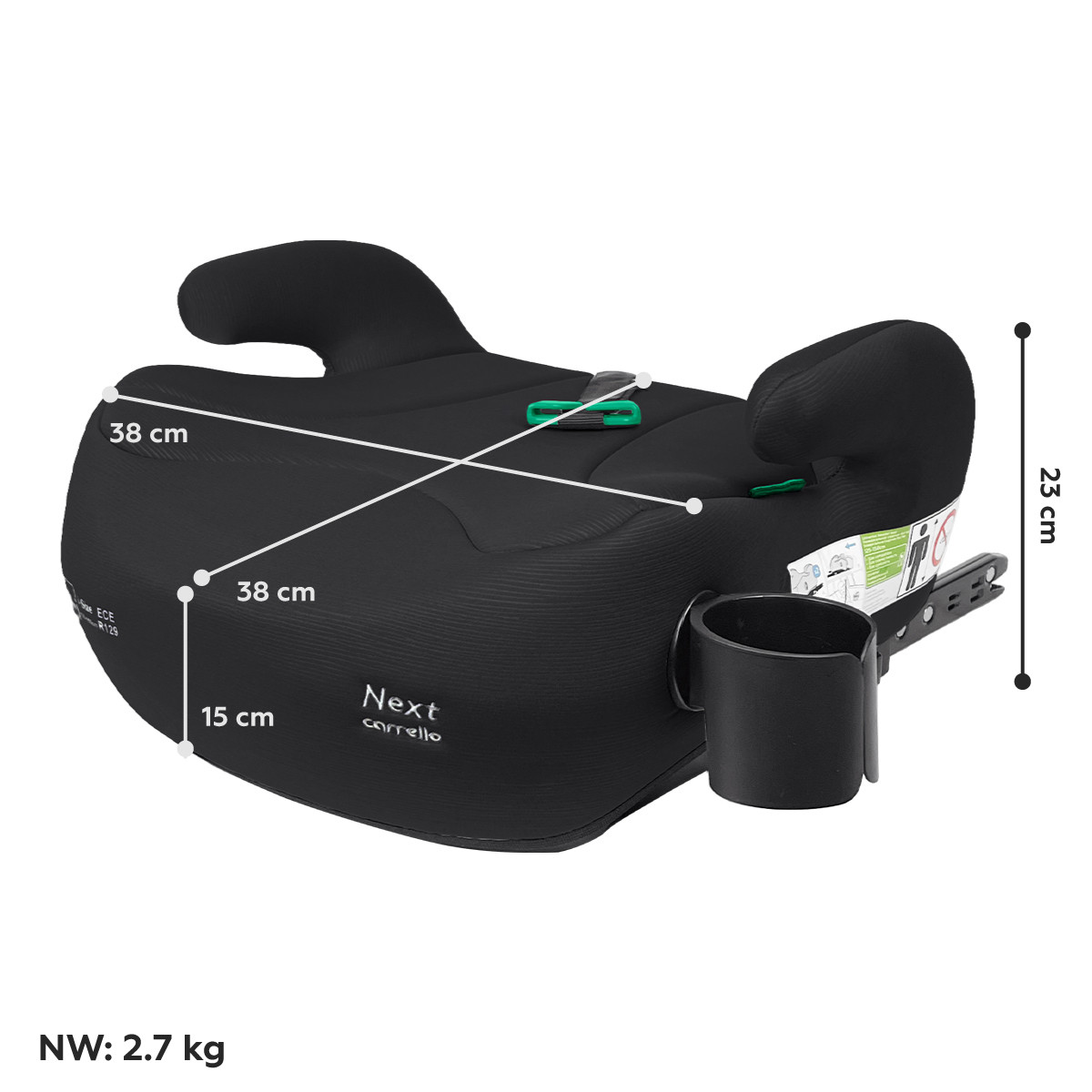 Автокрісло-бустер CARRELLO Next CRL-16011 Isofix направ.ремінь + підсклянник, Midnight Black, фото 1