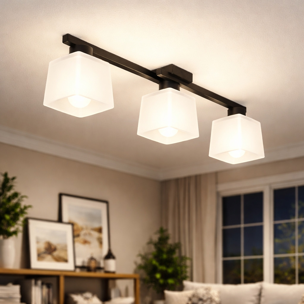 Люстра стельова на три плафони MSK Electric Dublin під лампи Е27 чорна NL 16610-3 BK