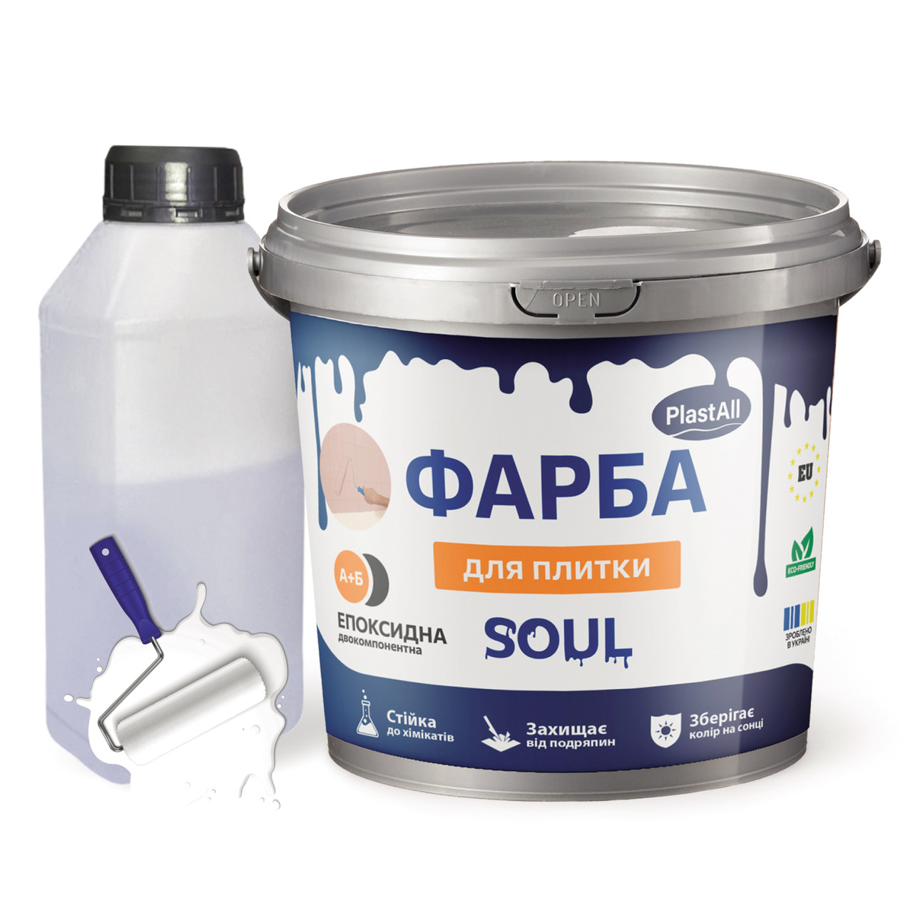 Епоксидна фарба для плитки PLASTALL колір Біла - 9010 4.5 кг