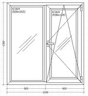 Вікно металопластикове 1200х1300мм трьох камерне