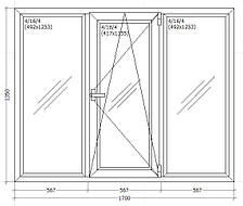 Вікно металопластикове 1700х1350мм чотирьох камерне