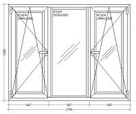 Вікно металопластикове 1700х1350мм трьох камерне