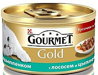 Консерви для кішок курча з лососем GOURMET GOLD (паштет), 85 г 24 шт.