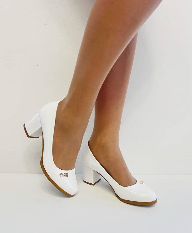 Туфлі весільні білі на середнііх підборах 37 38 39 40 41, фото 1