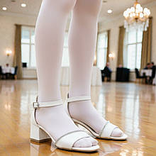 Дитячі святкові лофери, белые туфельки на підборах, ошатне взуття для дівчаток. Розмір: 31-36