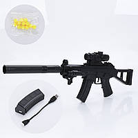 Автомат 2037-1 68см, акум, пластикові кулі, лазер, складний, USBзарядне, у пакеті, 21-56-5см