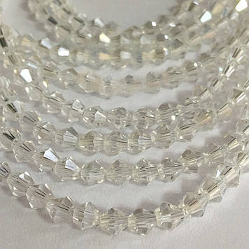 Бусини біконус 4 мм Колір Crystal AB (хамелеони) 1 шт.