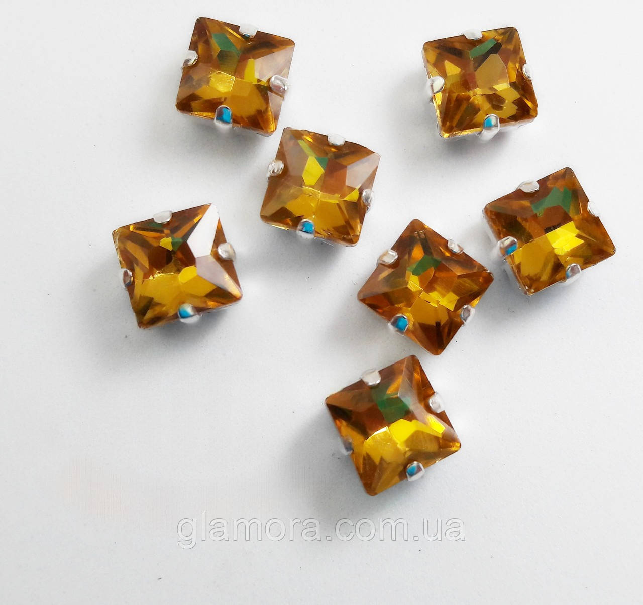 Стрази в ланцюгах Квадрат, розмір 8х8 мм, колір Topaz, фото 1