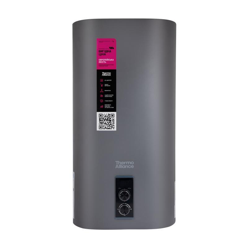 Водонагрівач електричний Thermo Alliance 50 л Grey, плоский вертикальний, мокрий ТЕН 2 кВт (0,8+1,2) DT50V20G(PD)/2G, фото 1