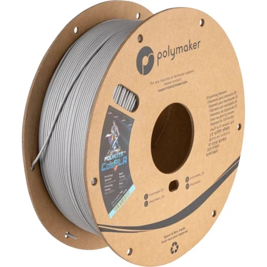 Нить Polymaker PolyLite CosPLA, версия A 1,75 мм, 1 кг — легко шлифуется — серая