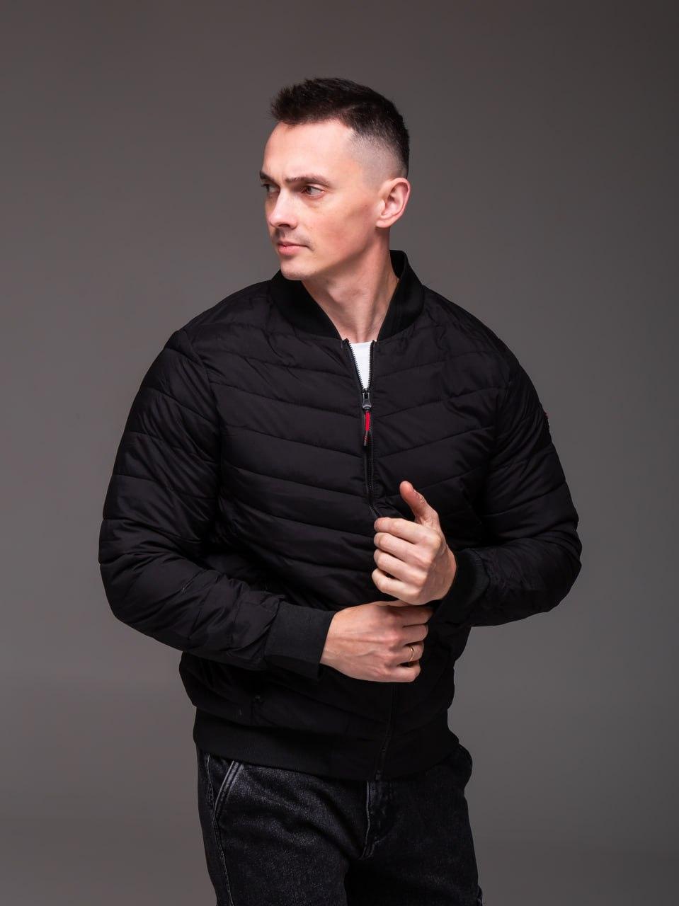 Куртка-бомбер чоловіча утеплена Seven | Чоловіча куртка бомбер синя утеплена, фото 1