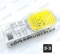 Гребінець для волосся SUPERBRUSH прозорий, масажна щітка для голови жовта