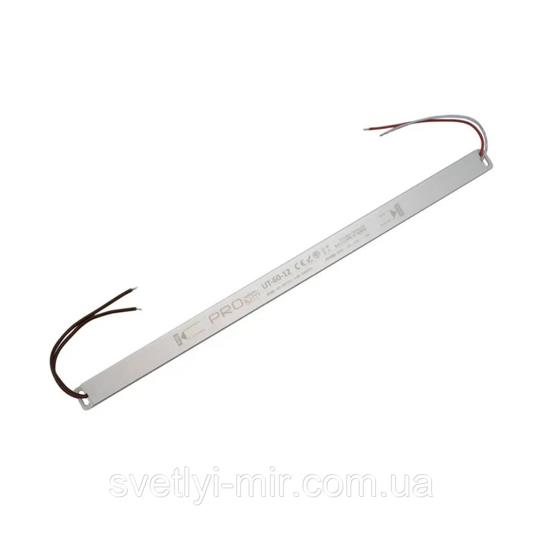 Блок живлення 12V 5A 60W 12В 5А 60Вт UT-60-12 slim герметичний IP43, фото 1