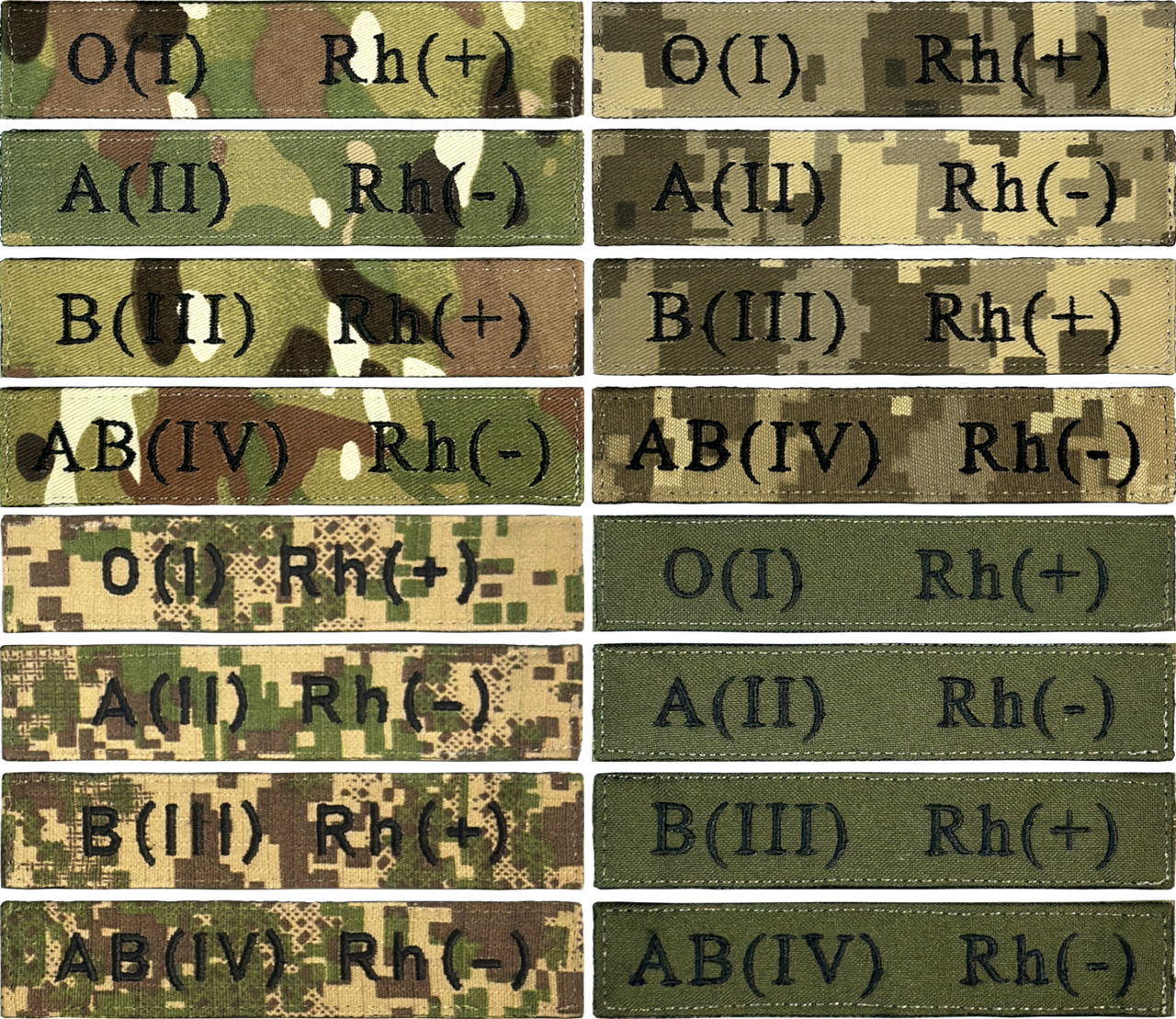 Нашивка на липучці Група крові (мультикам, олива, піксель, хижак) 12.5х2.5см, фото 1