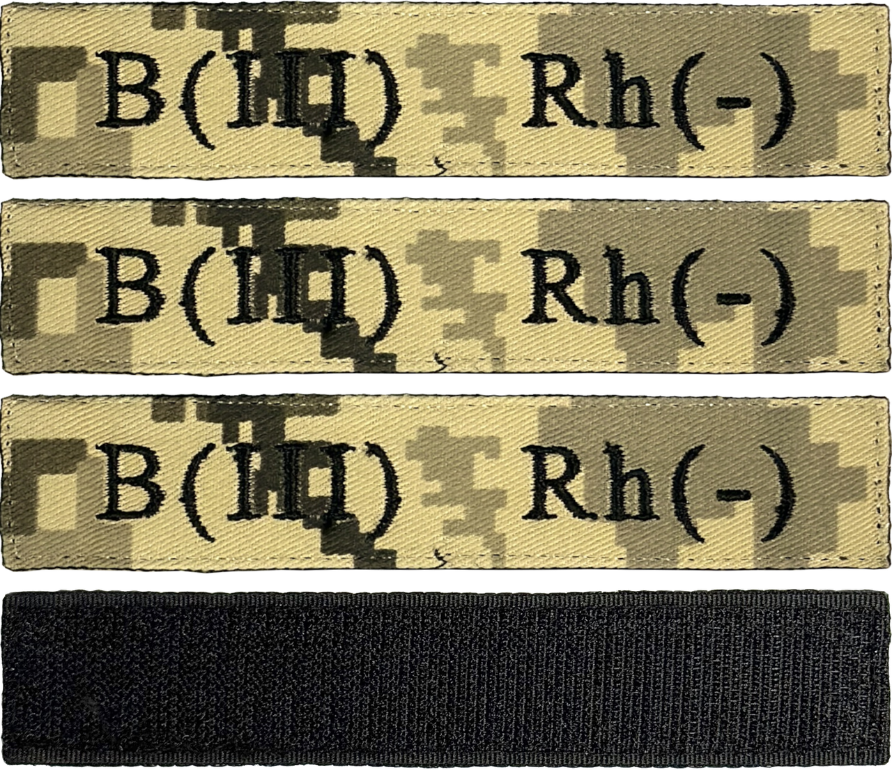 Нашивка Група крові B(III) Rh(-) на липучці (піксель) 12.5х2.5см, фото 1