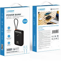Батарея універсальна VEGER 30000mAh K3 35W PD QC3.0, USB-A: 5V/3A, 1xLightning, USB Type-C 4.5A