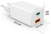 Hama mini GaN 45W PD/QC 1x USB-C, 1x USB-A White, фото 2