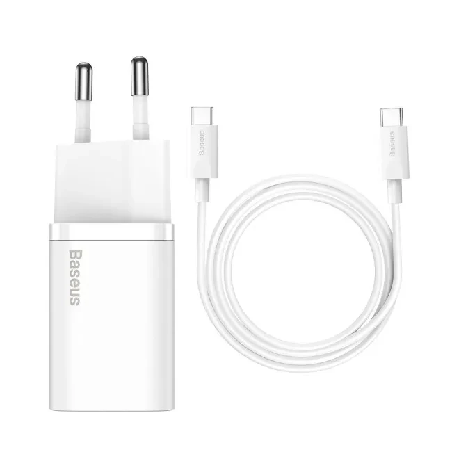 Baseus Super Si Quick Charger 1C 25W z Cable USB-C do USB-C 1m (White), фото 1