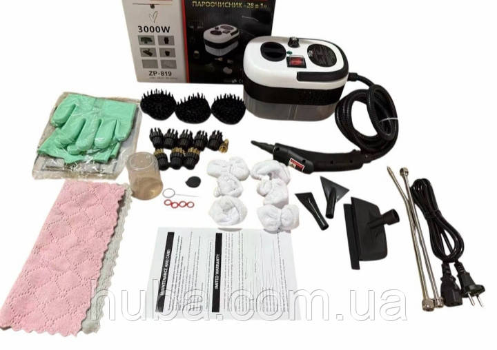 Універсальний пароочисник 28 в 1 Zepline Zp-819  для глибокого очищення та стерилізації 1.5 л, 3 бар, 3000W.