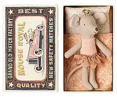 Чарівна іграшка Maileg Принцеса Мишка, молодша сестричка в сірниковій коробці