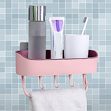 Підвісна полиця з гачками у ванну кімнату CHOPPER XL-257 рожевий (205/2410)