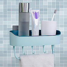 Підвісна полиця з гачками у ванну кімнату CHOPPER XL-257 блакитний (205/2410)