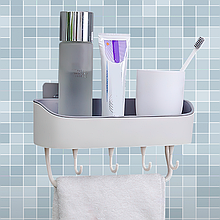 Підвісна полиця з гачками у ванну кімнату CHOPPER XL-257 білий (205/2410)