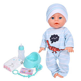 Дитяча іграшка Пупс YL2435A-2 33 см, п'є, звукові ефекти, аксесуари в наборі Bambi yY.