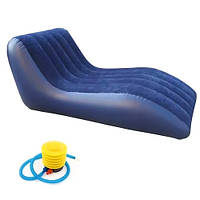 Оригінал! Крісло диван надувне 160x90x60см зі спинкою, ергономічне, насос — найвища якість!