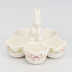 Підставка для 5 яєць керамічна біла Кролик з бантиками 13 см Elisey