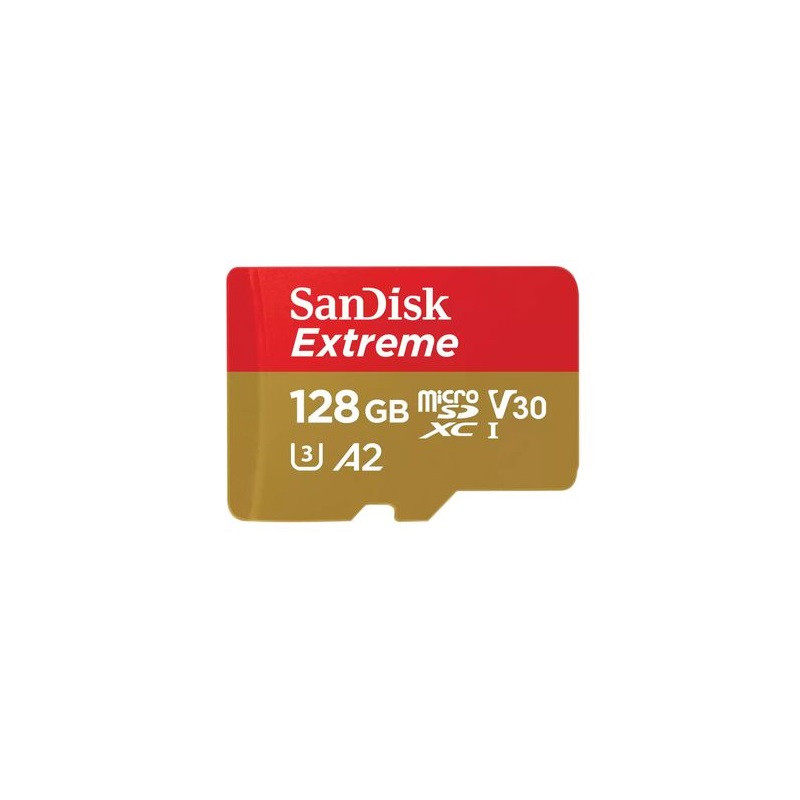Карта пам'яті microSDXC (UHS-1 U3) SanDisk Extreme A2 128Gb class 10 V30 (R190MB/s,W90MB/s) (adapter SD)