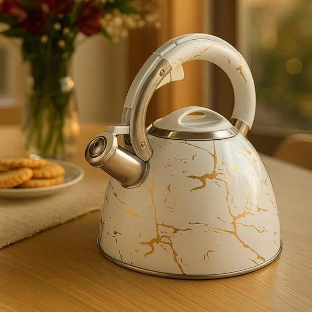 Чайник зі свистком Edenberg EB-8864 з турбо індукційним дном 3л White HC-40, фото 1