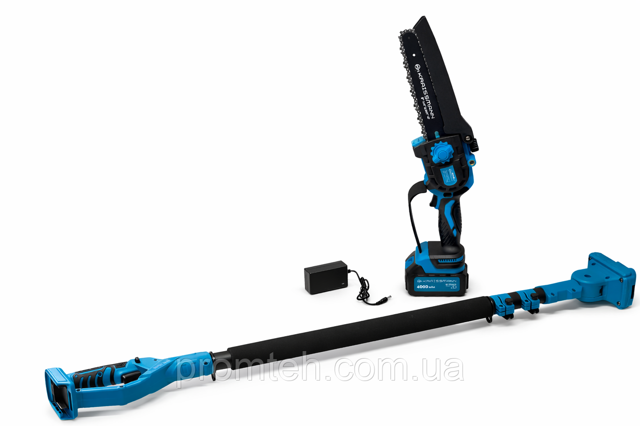 Міні-пила та подовжувач (2 м) KRAISSMANN 2033 AKS-BL 20 (шина 20 мм, акум. 4000 мАг), фото 1