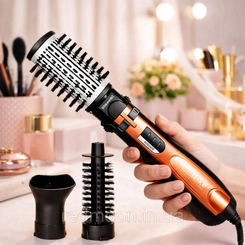 Фен-стайлер для волосся з 3 насадками, 1000Вт, Gemei GM 4828 / Потужний фен-щітка для укладання волосся / Фен браш, фото 1