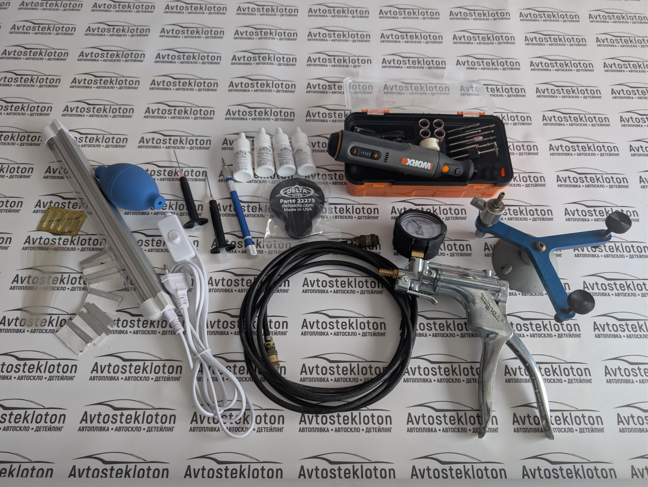 Набір для ремонту скла Delta Kits Max інструмент і матеріали для видалення тріщин, сколів автоскла