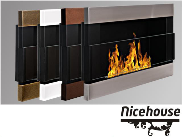 Біокамін Nice-House H-Line 65x40 см, захисне скло, різні кольори,