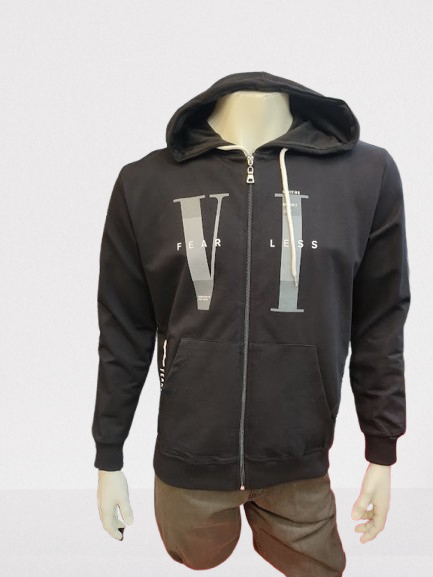 Толстовка чоловіча олімпійка на блискавці з тонким капюшоном чорна, фото 1