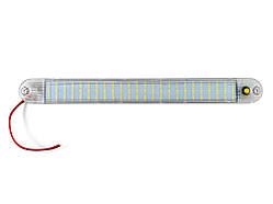 LED плафон салону універсальний HC-SMD-280*30 12-24V 336 SMD 1016 WHITE із вимикачем. 280х30 мм