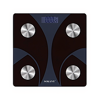 Смарт ваги електронні Sokany 26х26 см до 180 кг з Bluetooth Чорний SK-19029B