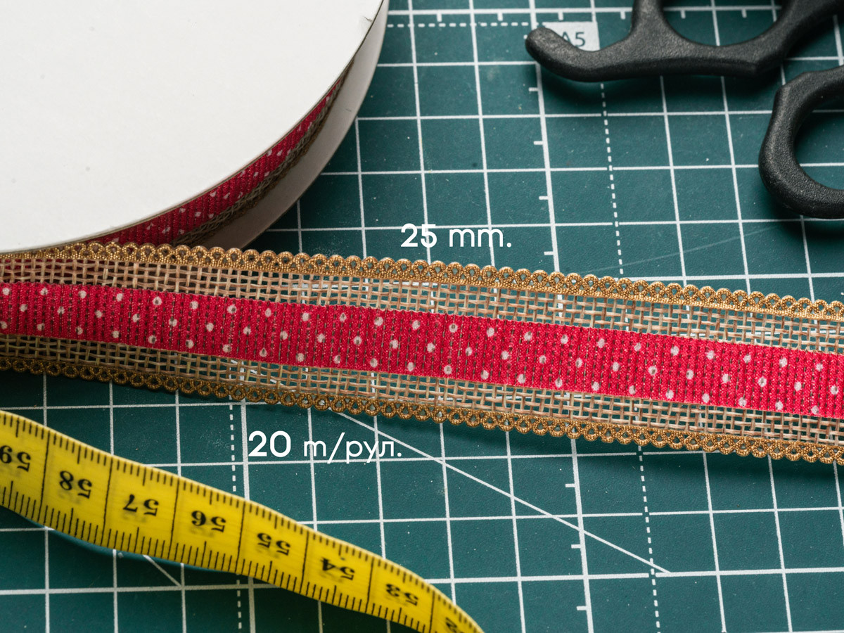 Стрічка декоративна в горошок декупажна з малюнком Колір рожевий. 2,5см. 20м/рул., фото 1