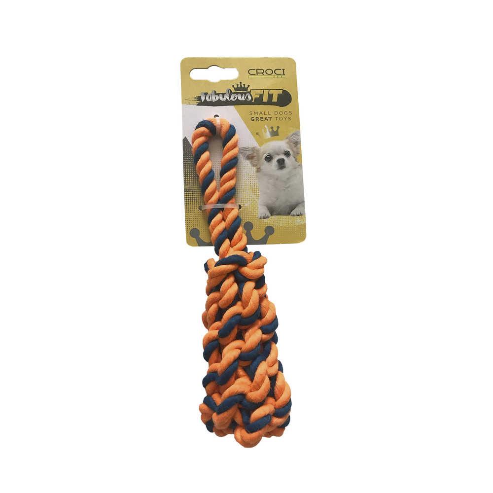 Іграшка для дрібних собак CROCI плетена кістка з каната, помаранчева, 19 см, фото 1