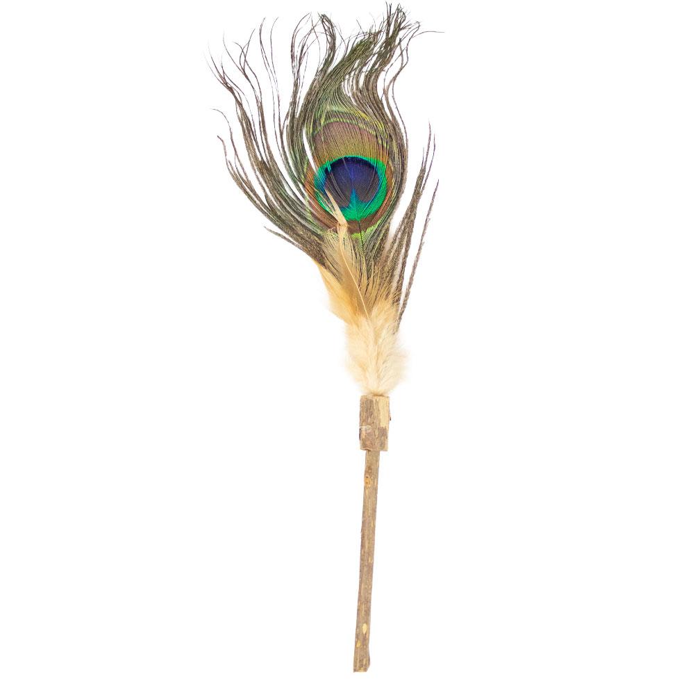 Іграшка для котів CROCI Чарівна паличка зі срібної лози та пір'ям павлина - EUPHORIA STICK, 25 см, фото 1