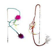 Іграшка для котів TETRAPET Caty funny дразнилка з пір'їнкою та стрічками, 40см