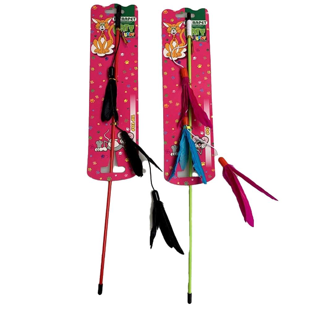 Іграшка для котів TETRAPET Caty funny дразнилка з пір'ям, 45 см, фото 1